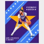 Anthony Davis NBA player for the Los Angeles Lakers poster posing with basketball and purple background