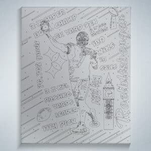 Framed canvas of paint by numbers outline for 2 time Super Bowl Champion QB Ben Roethlisberger Big Ben with legacy stats