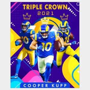 Poster wall art of LA Rams WR Cooper Kupp 2021 Triple Crown winner