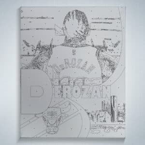 Paint by numbers outline on canvas of NBA player Demar DeRozan to paint fan art
