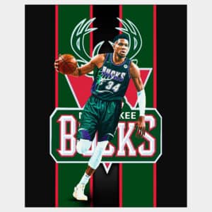 Poster fan art of Milwaukee Bucks star player Giannis Antetokounmpo the Greek Freak