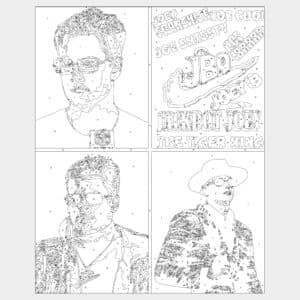 Paint by number outline for painting pop art of quarterback Joe Burrow wearing cool glasses and coat