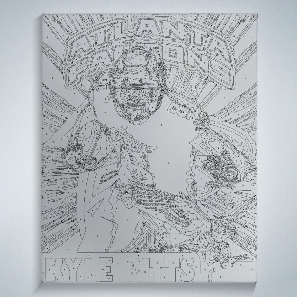 Paint by number outline on a framed canvas of electrifying Tight End Kyle Pitts