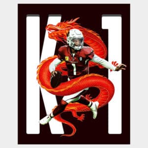 Poster wall fan art of Kyler Murray quarterback or Arizona Cardinal with large K1 in the background