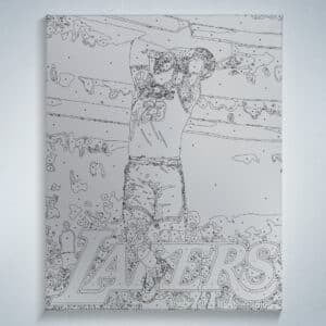 Paint by number outline on framed canvas of NBA player LeBron James for do it yourself art