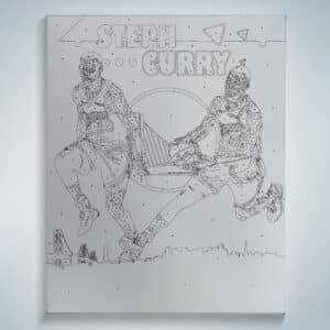 Paint by numbers framed canvas with basketball player Steph Curry Chef Curry running with a ball