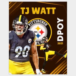 Vector print fan art of Pittsburgh Steelers DE TJ Watt 2021 Defensive Player of the Year
