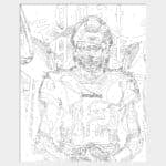 Paint by number outline of QB Tom Brady Goat in TB Buccaneers uniform for do it yourself painting