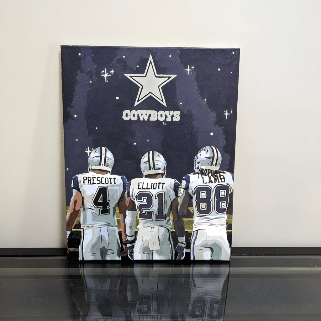 DIY Sports Art - Cowboys Triplets completed