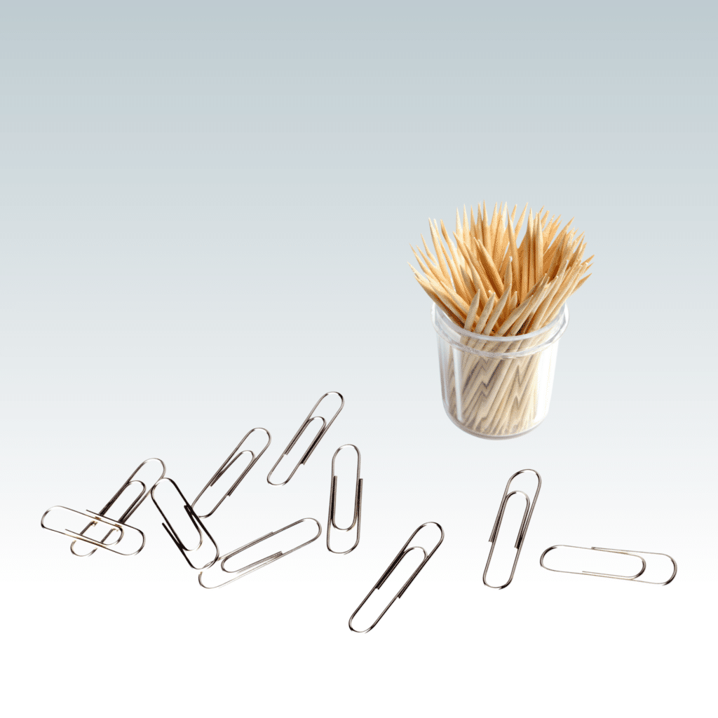 toothpick and paperclips